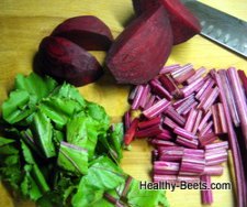 Tender beet greens and beets